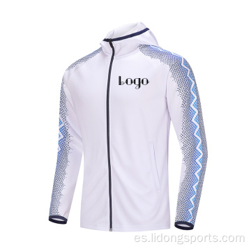 Chaqueta deportiva de sudadera con capucha de poliéster de poliéster livianos